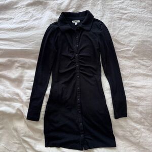 BP Black Long Sleeve Button-Up Dress